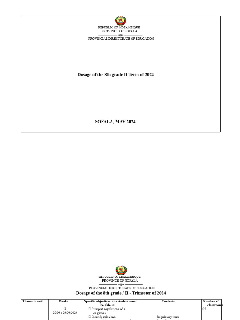 2024 8th Grade Education Plan Mozambique | PDF | Verb | Language Mechanics
