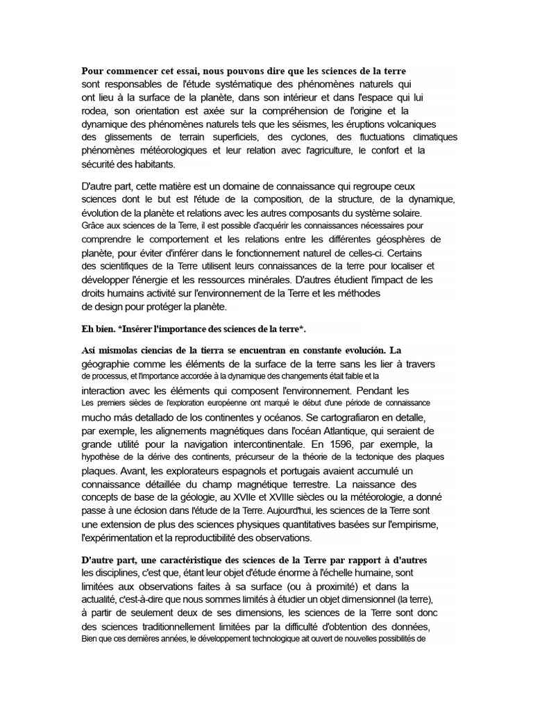 Importance des sciences de la Terre | PDF | Terre | Sciences de la terre