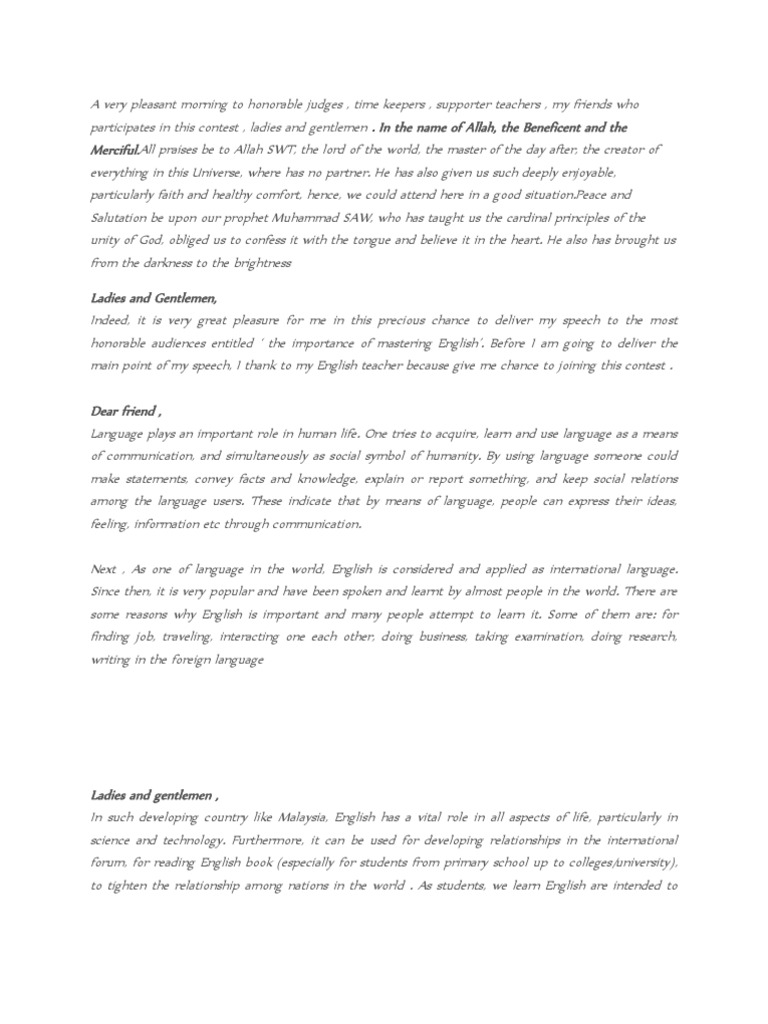 Public Speaking Text English Language Foreign Language