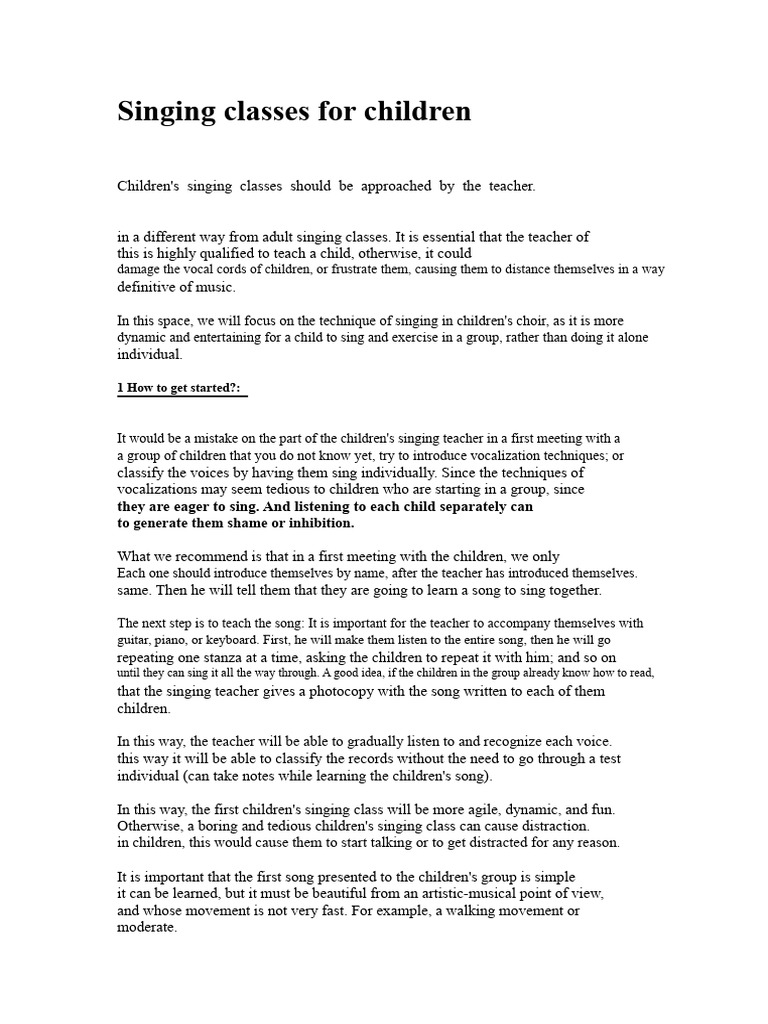 Singing Classes For Children | PDF | Singing | Human Voice