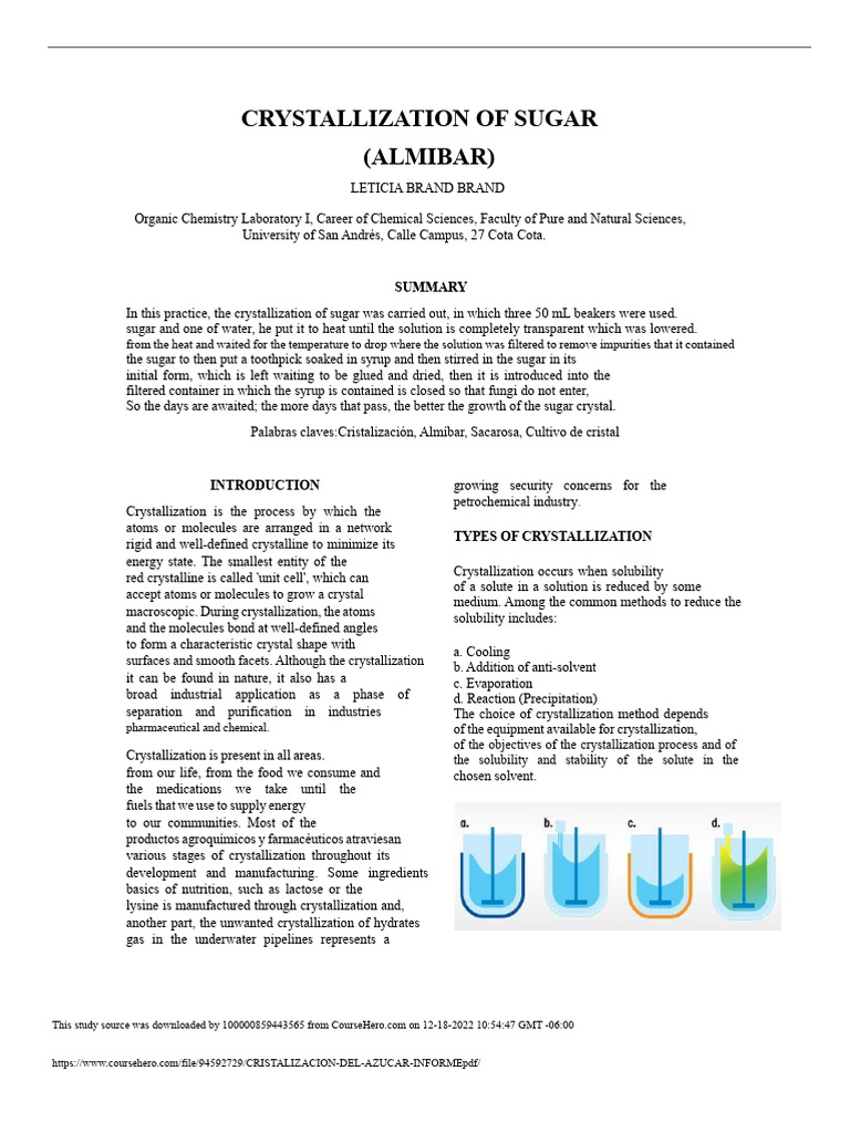 Sugar Crystallization Experiment Guide | PDF | Crystallization | Solubility
