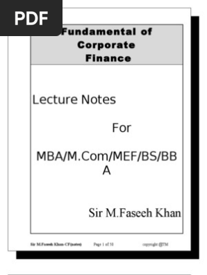 Corporate Finance Completed Notes Dividend Retained Earnings