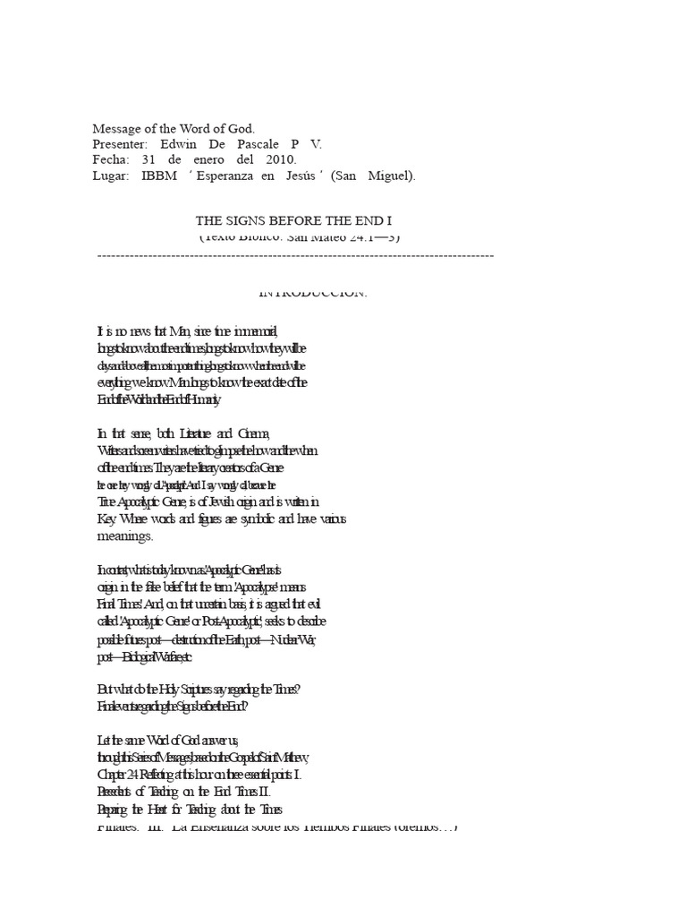 THE SIGNS BEFORE THE END I PDF Jesus Disciple (Christianity)