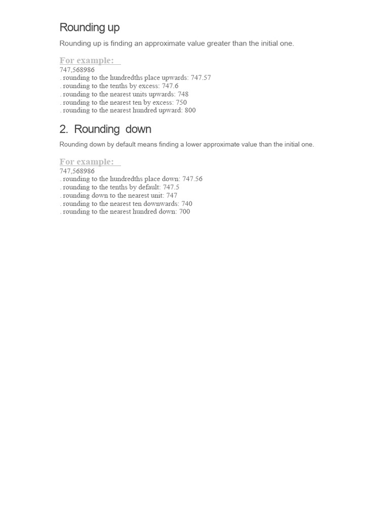 Rounding Up and Down Explained | PDF