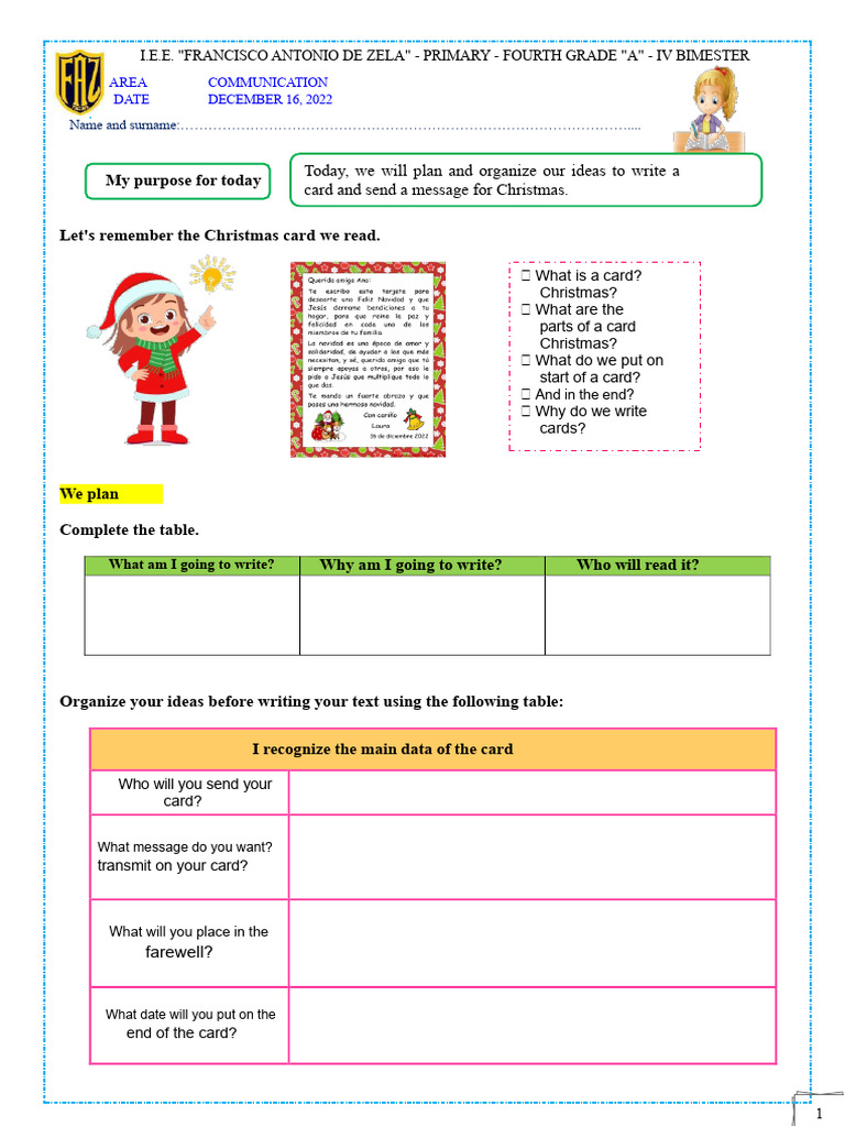 WE WROTE A CHRISTMAS CARD | PDF