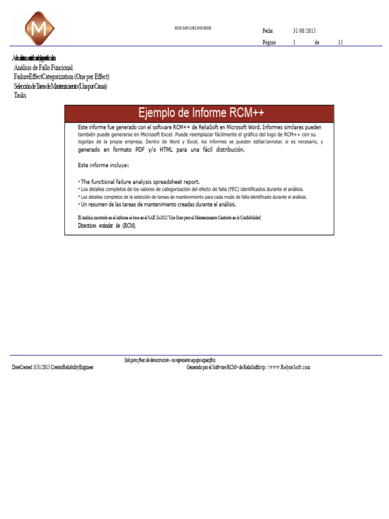 Análisis de Fallos y Mantenimiento RCM++ | PDF | Microsoft Excel ...