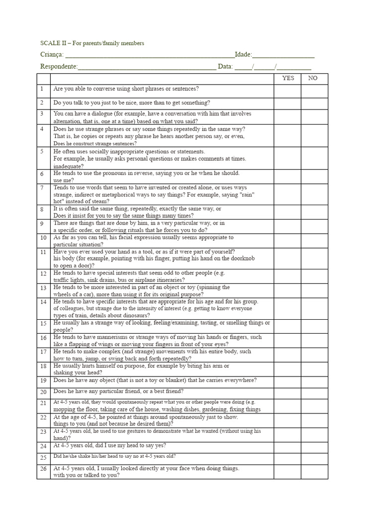 ASQ - Autism Questionnaire | PDF | Human Communication | Psychology