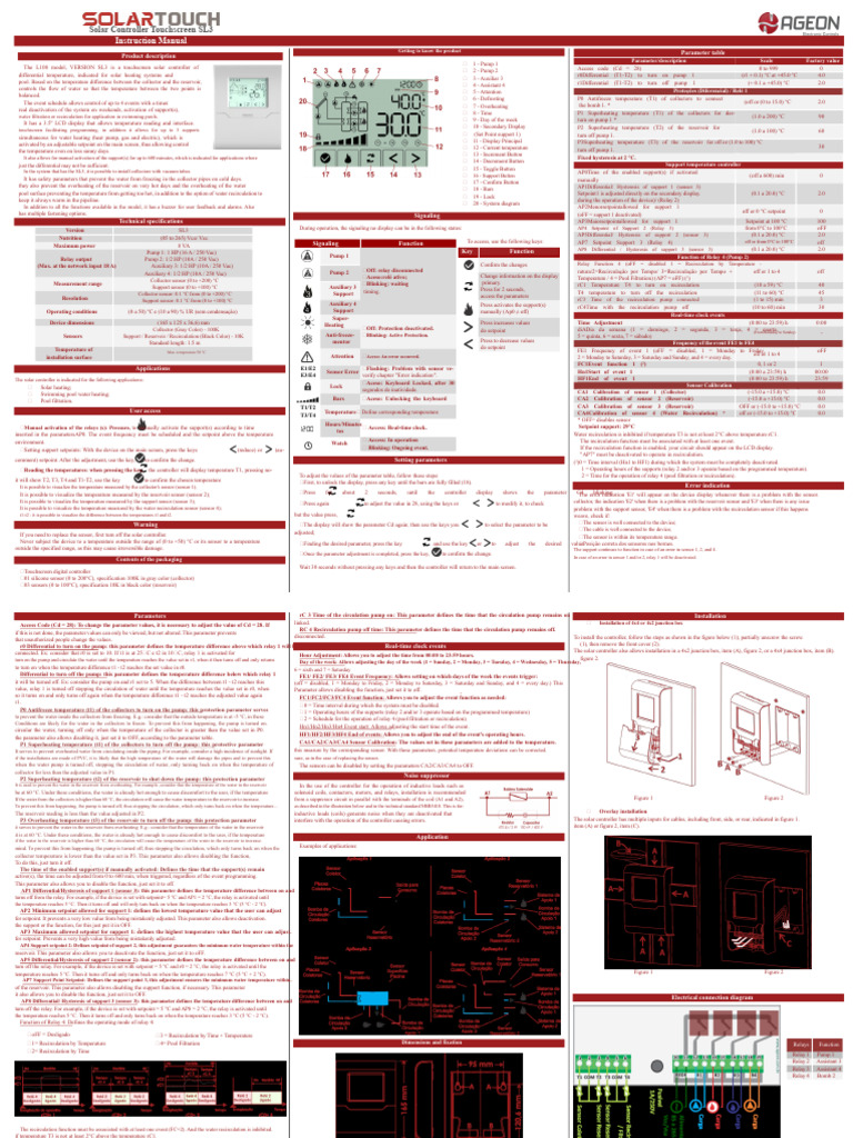 Solar Controller SL3 Manual Guide | PDF