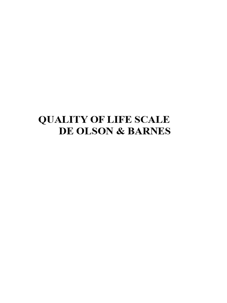 Olson & Barnes Quality of Life Scale | PDF | Factor Analysis | Well Being