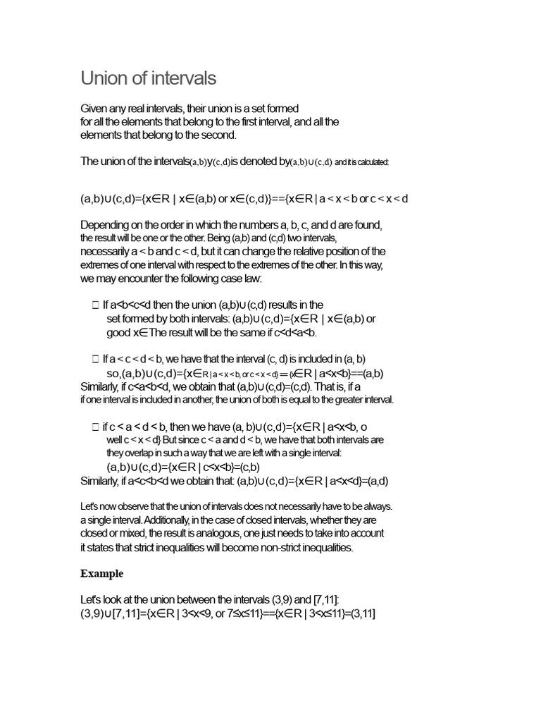 Understanding Union and Intersection of Intervals | PDF | Interval ...