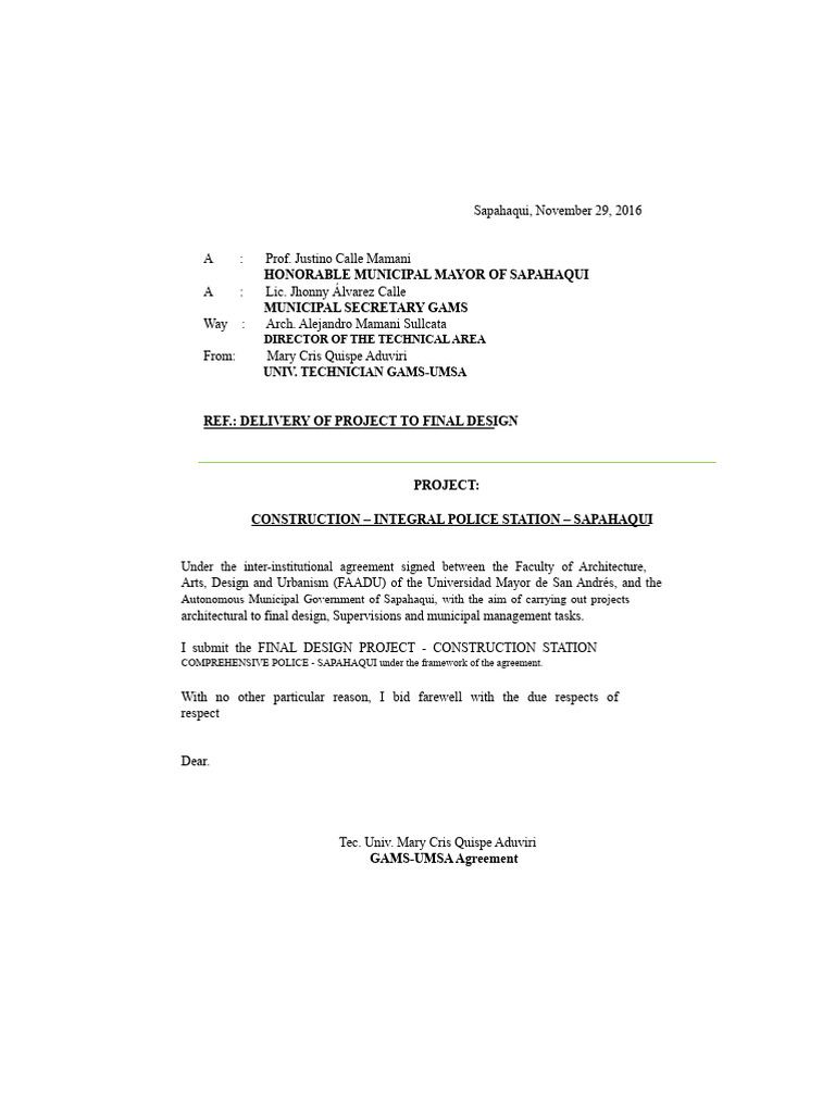 Project Delivery Letter | PDF