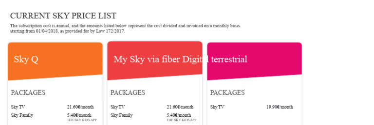 Sky Subscription Price List 2023 | PDF