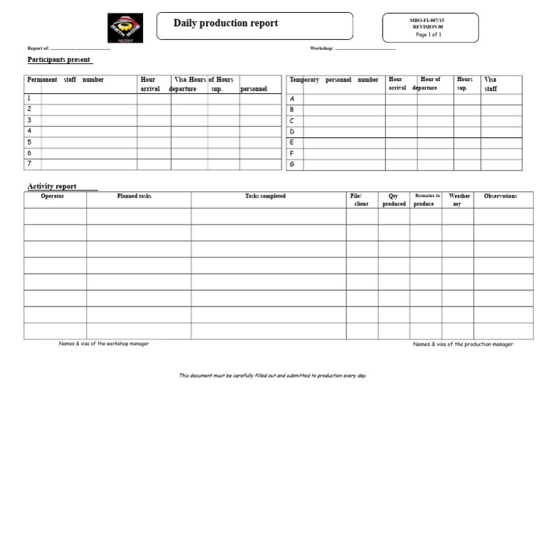 Daily Production Report Template | PDF | International Relations ...