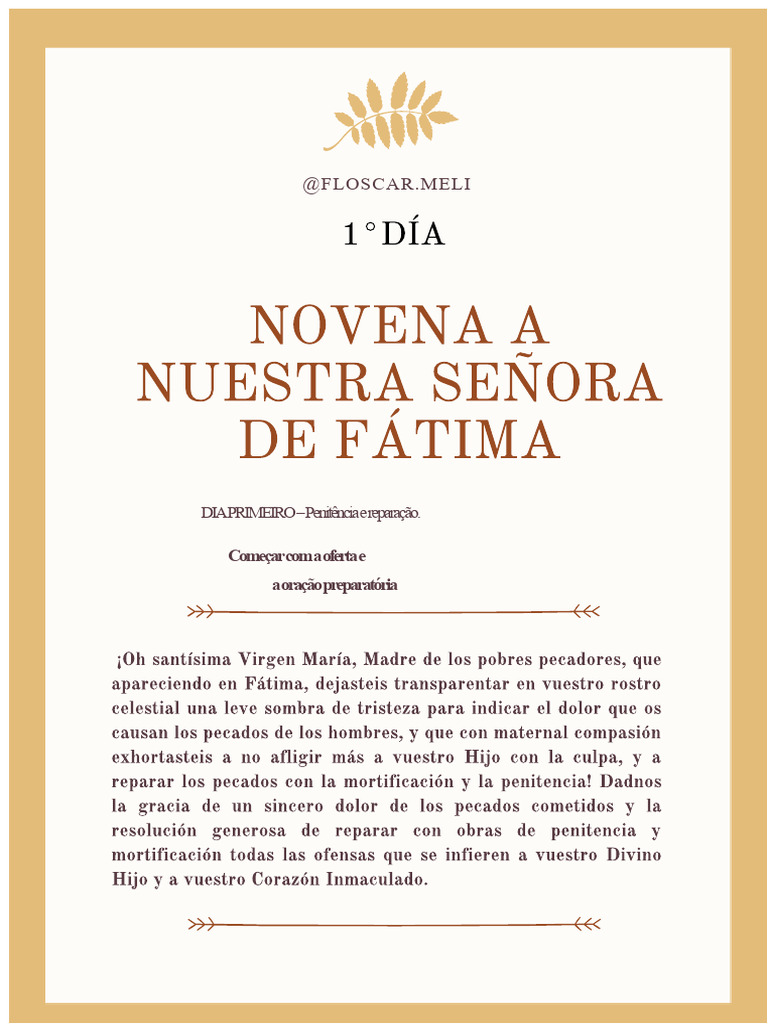 Primeiro Dia Da Novena A Nossa Senhora de Fátima | PDF