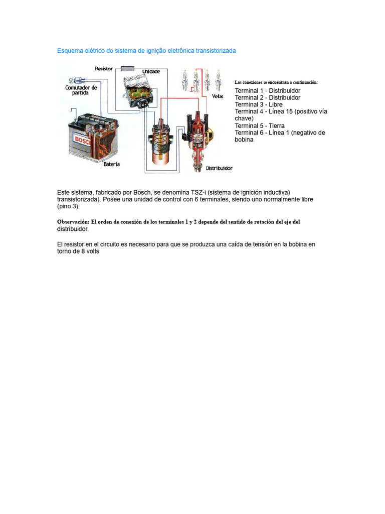 Esquema Eléctrico Del Sistema de Ignición Electrónica Transistorizada | PDF