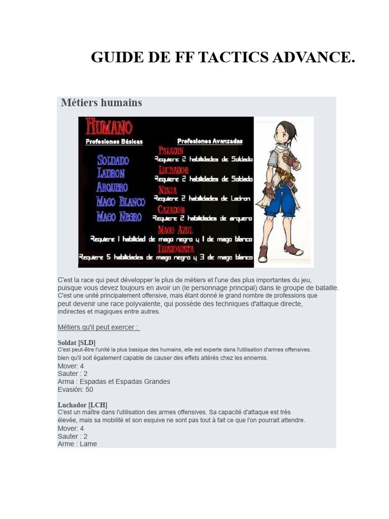 Métiers et Classes dans FF Tactics | PDF | Final Fantasy