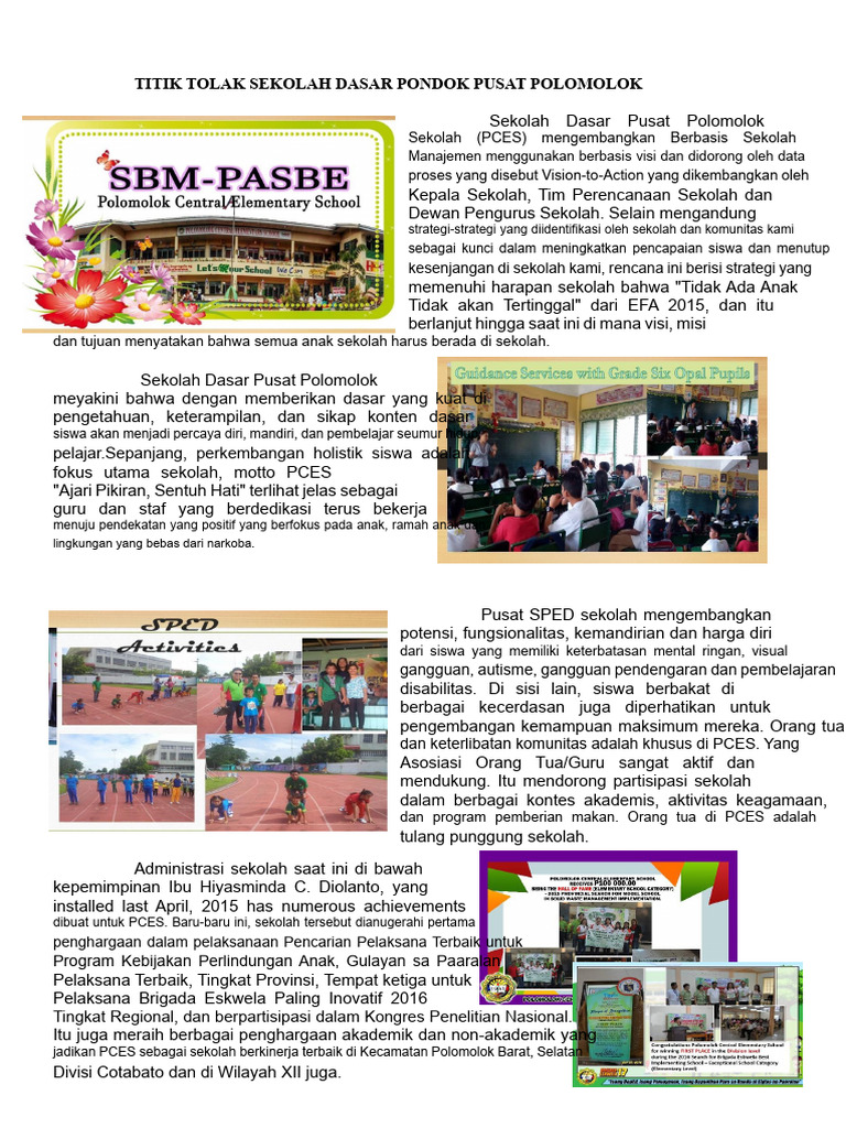 Sekolah Dasar Pusat Polomolok: Inovasi Pendidikan | PDF