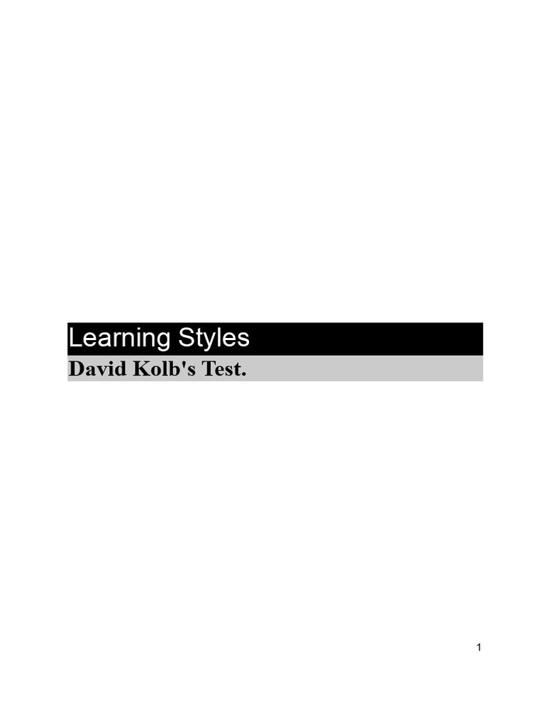 David Kolb's Learning Styles Inventory | PDF | Learning Styles | Idea