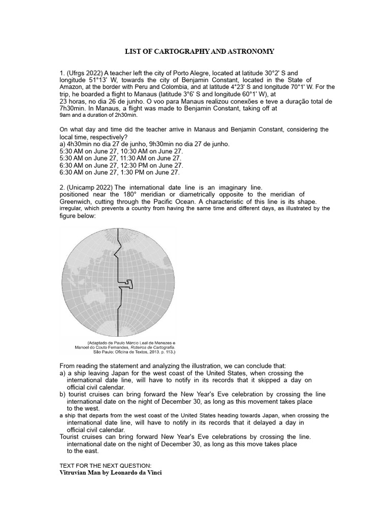 Cartography and Astronomy Exam Questions | PDF | Latitude | Equator