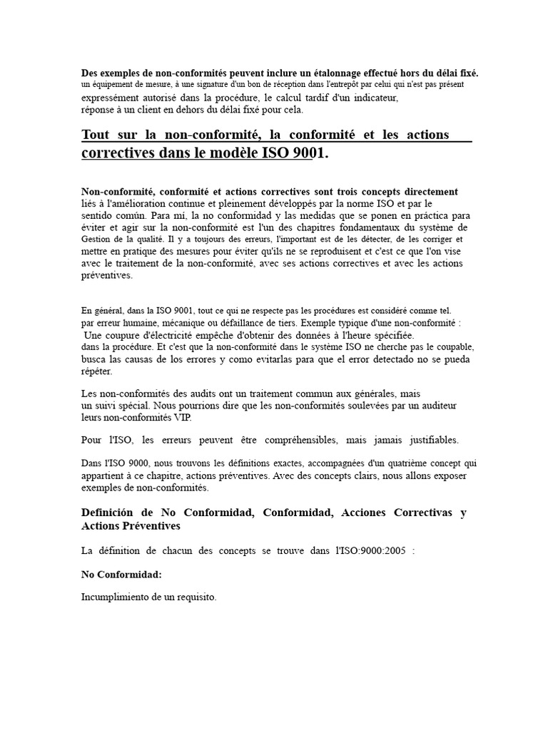 Non-conformités et actions correctives ISO 9001 | PDF | Management de ...