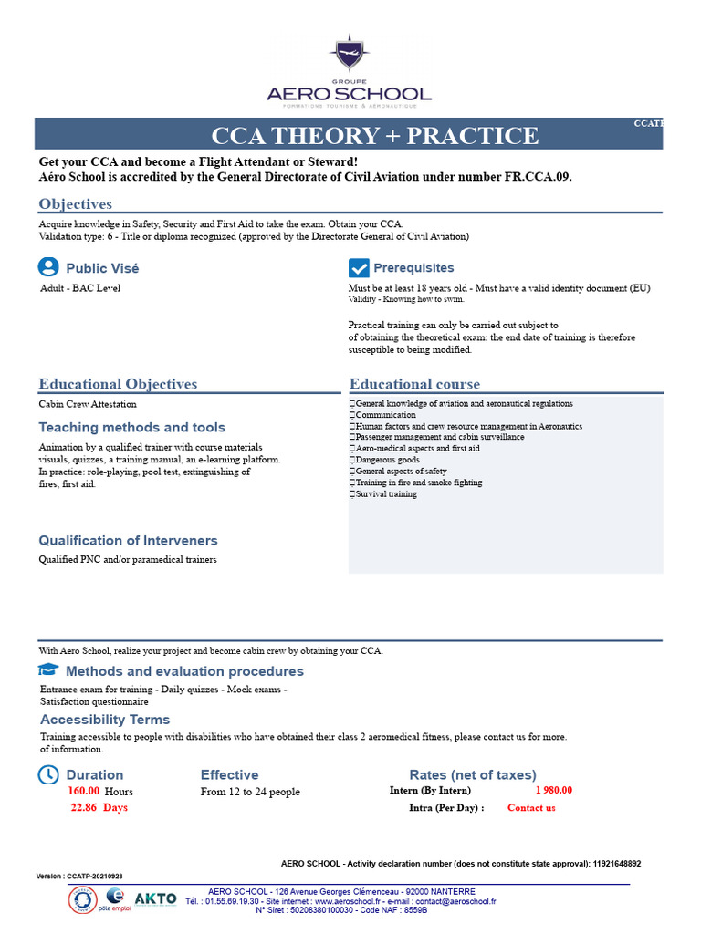 CCA Flight Attendant Training Program | PDF | Flight Attendant