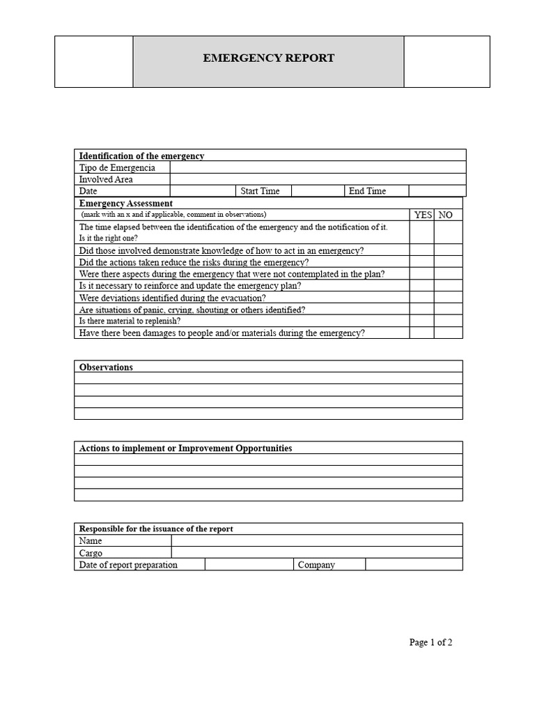Emergency Report Assessment Template | PDF
