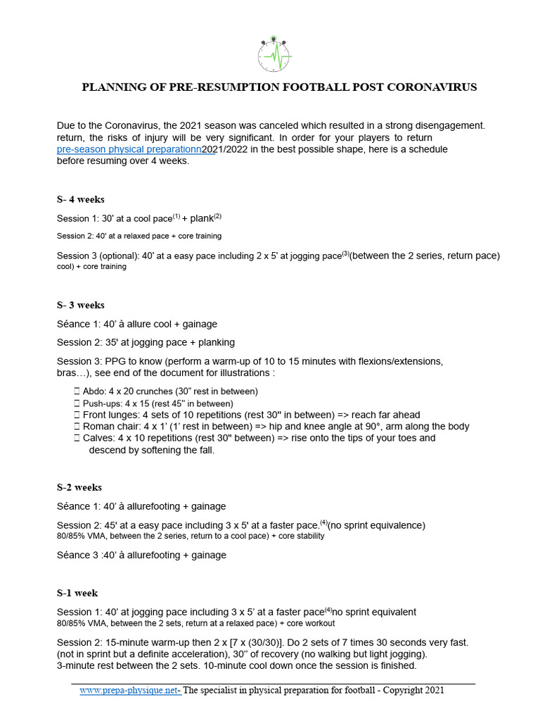 Pre-Season Football Training Plan | PDF | Physical Fitness | Physical ...