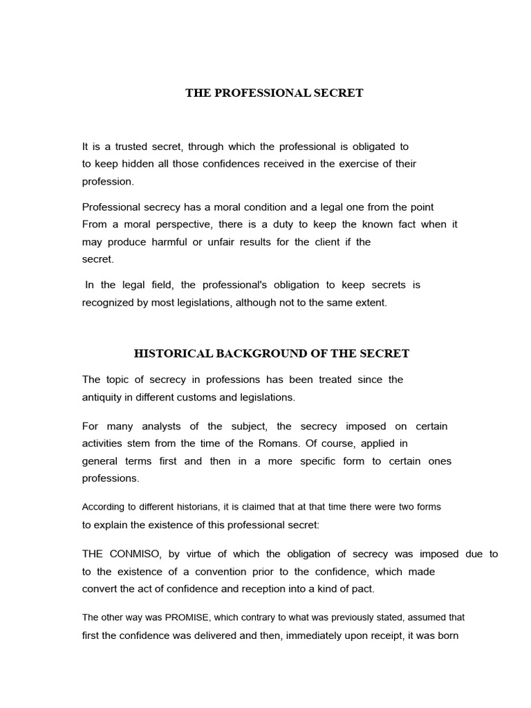 Understanding Professional Secrecy | PDF | Confidentiality | Secrecy