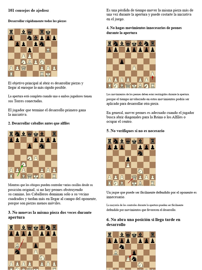 Consejos Clave para la Apertura en Ajedrez | PDF | Aperturas de ajedrez ...