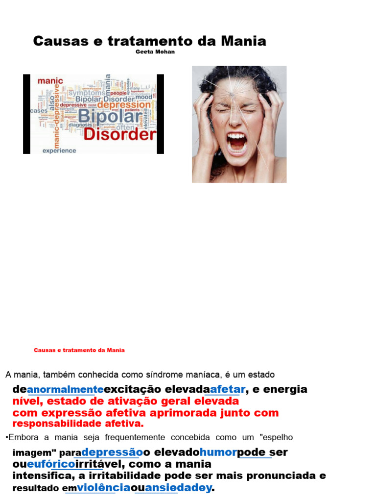 Causas e Tratamentos da Mania | PDF | Mania | Transtorno bipolar