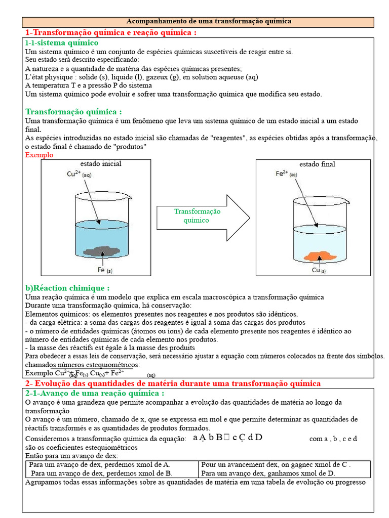 Transformação Química: Conceitos e Avanço | PDF | Química | Reações ...