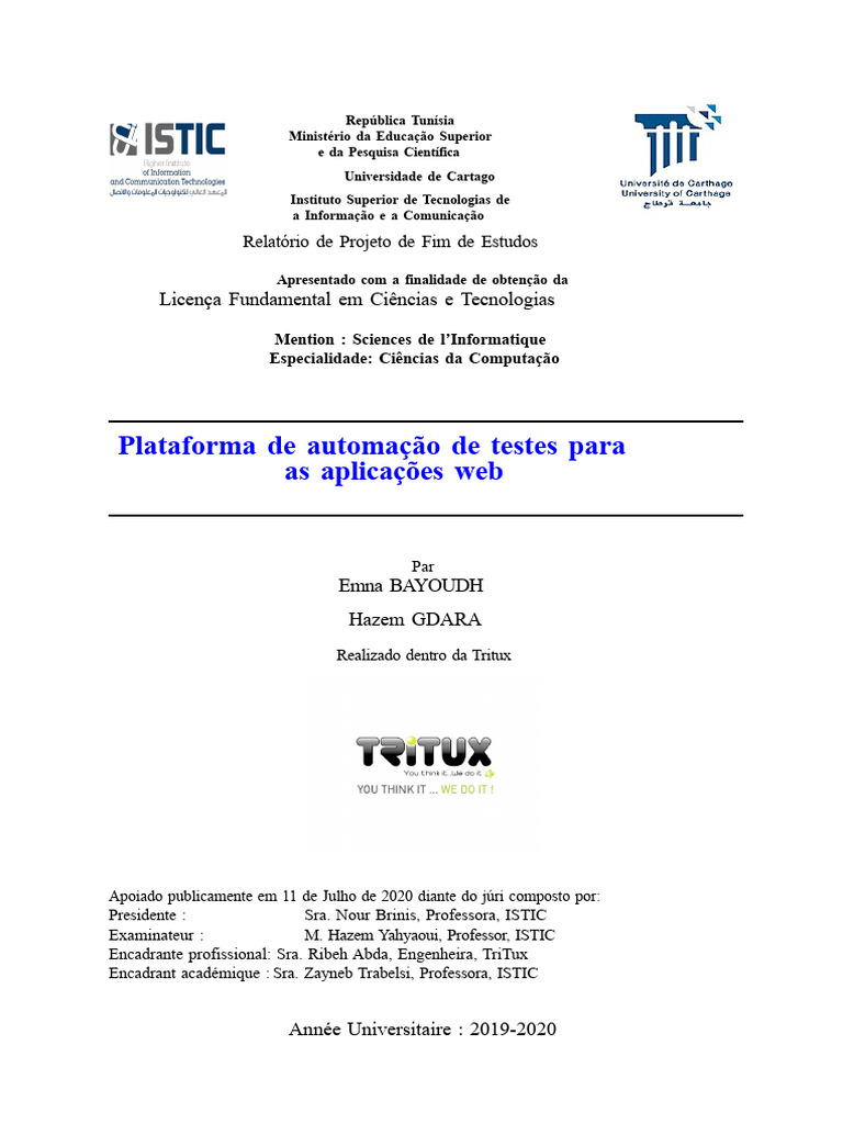 Plataforma de Automação de Testes Web | PDF | Testes de software ...
