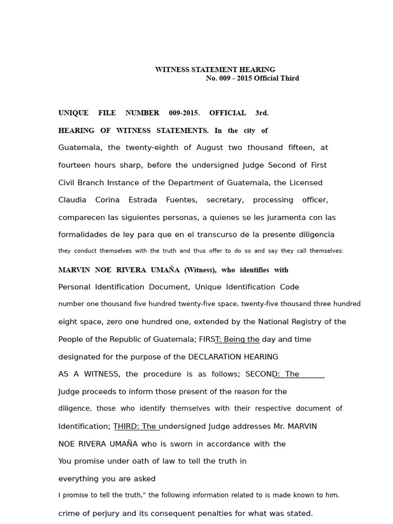 Witness Statement Hearing Summary | PDF | Witness | Justice