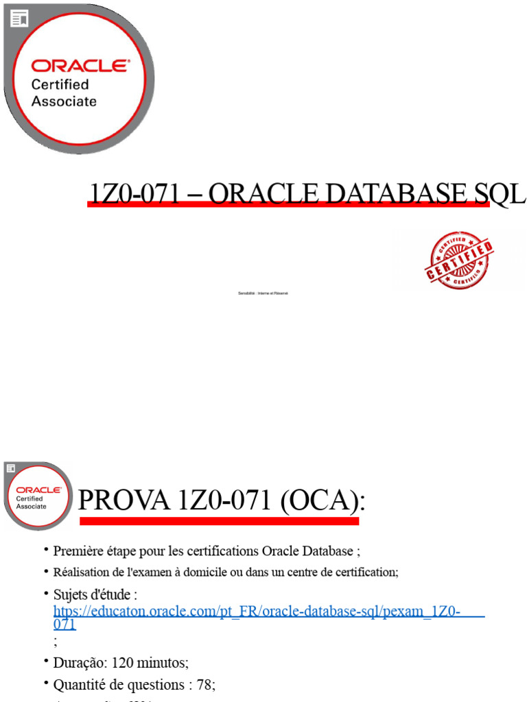 Examen 1Z0-071 Oracle SQL Guide | PDF | SQL | Base de données Oracle