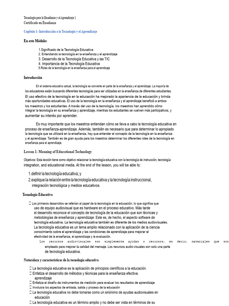 Módulo 1 Educ 7 Tecnología en La Enseñanza y El Aprendizaje | PDF ...