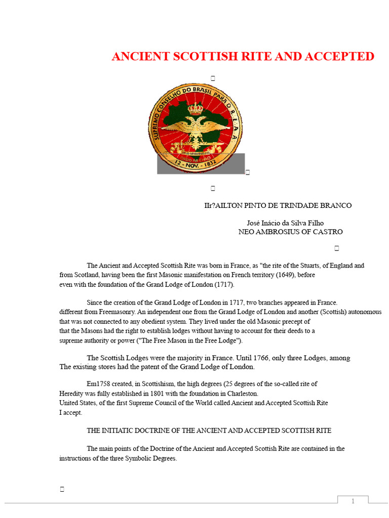 the Ancient and Accepted Scottish Rite | PDF | Masonic Lodge | Freemasonry