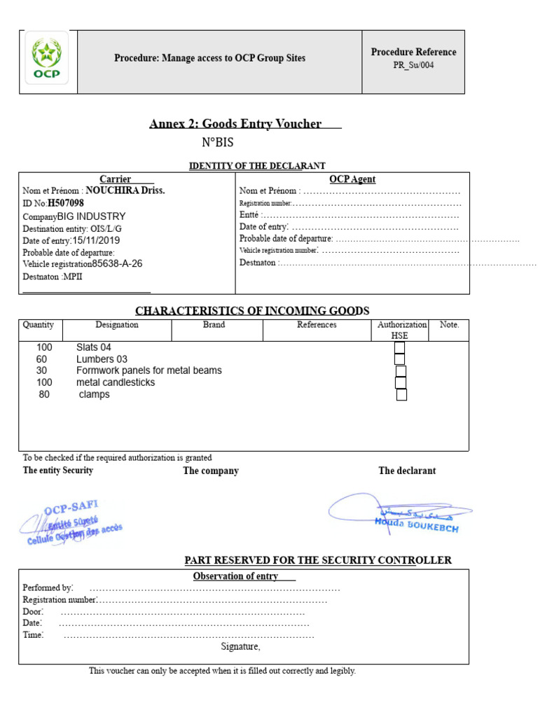 Good Entry of The Goods M | PDF
