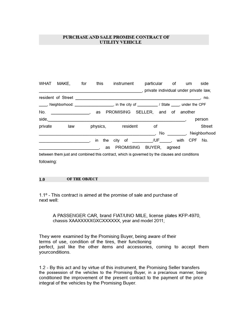 Utility Vehicle Purchase Contract | PDF | Sales | Procurement