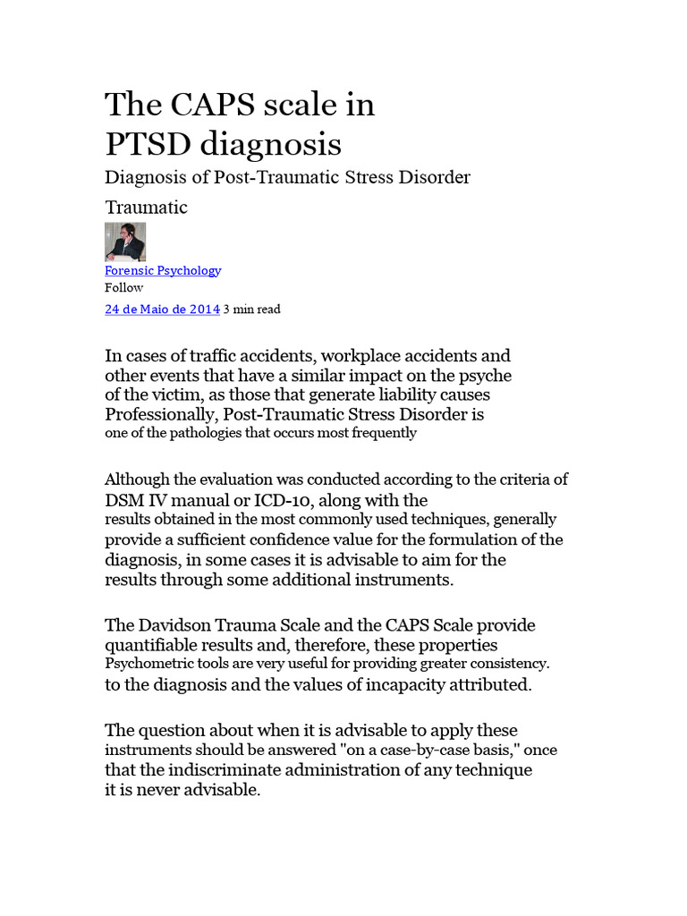CAPS Scale for PTSD Diagnosis Explained | PDF | Psychological Trauma ...
