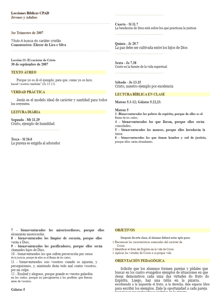 Carácter de Cristo en Lecciones Bíblicas | PDF | Fruto Del Espiritu ...