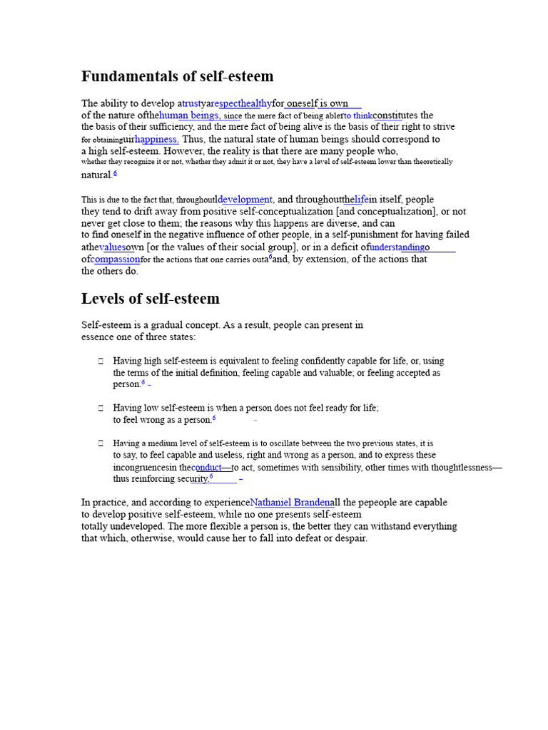 Understanding Self-Esteem Levels | PDF | Self Esteem | Anxiety