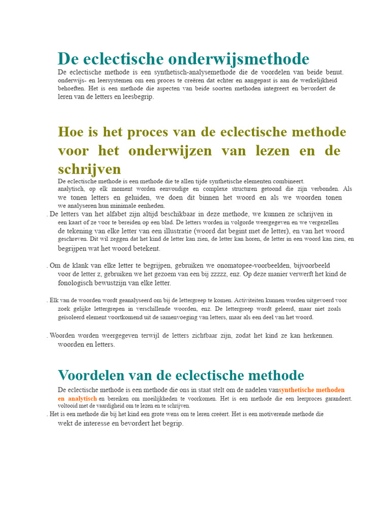 De Eclectische Onderwijs Methode | PDF