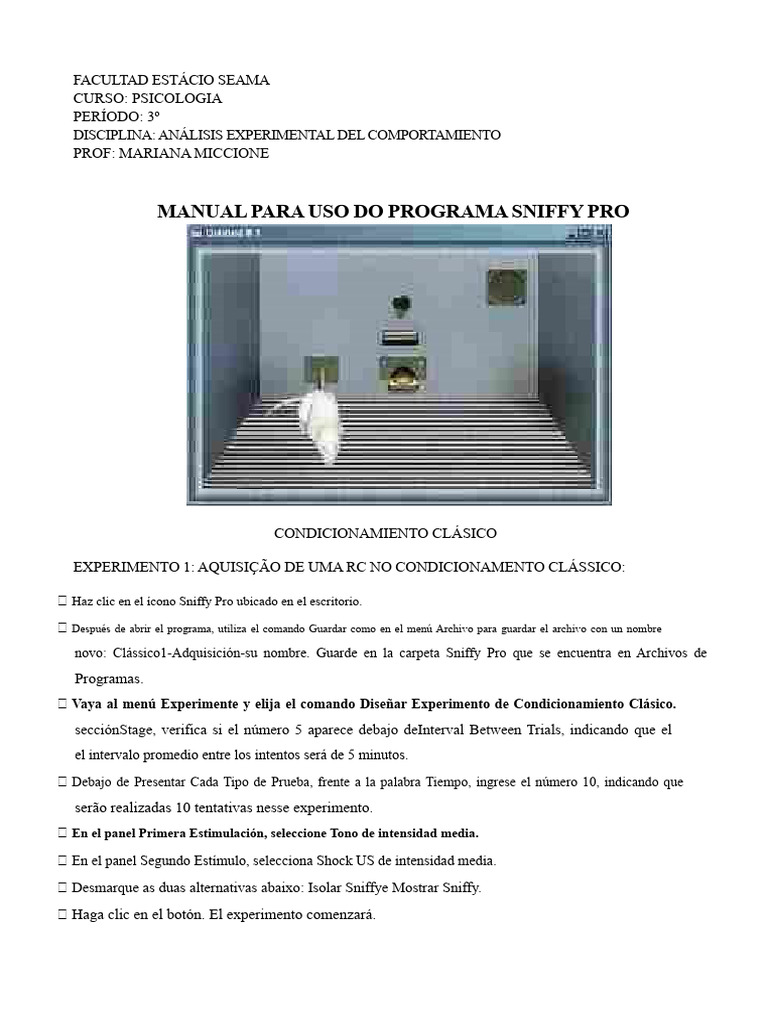 Manual de Experimentos en Sniffy Pro | PDF | Botón (Computación ...