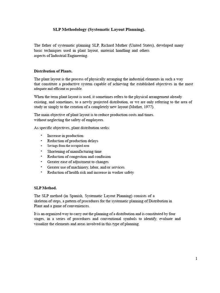 SLP Methodology for Plant Layout Optimization | PDF | Methodology | Length