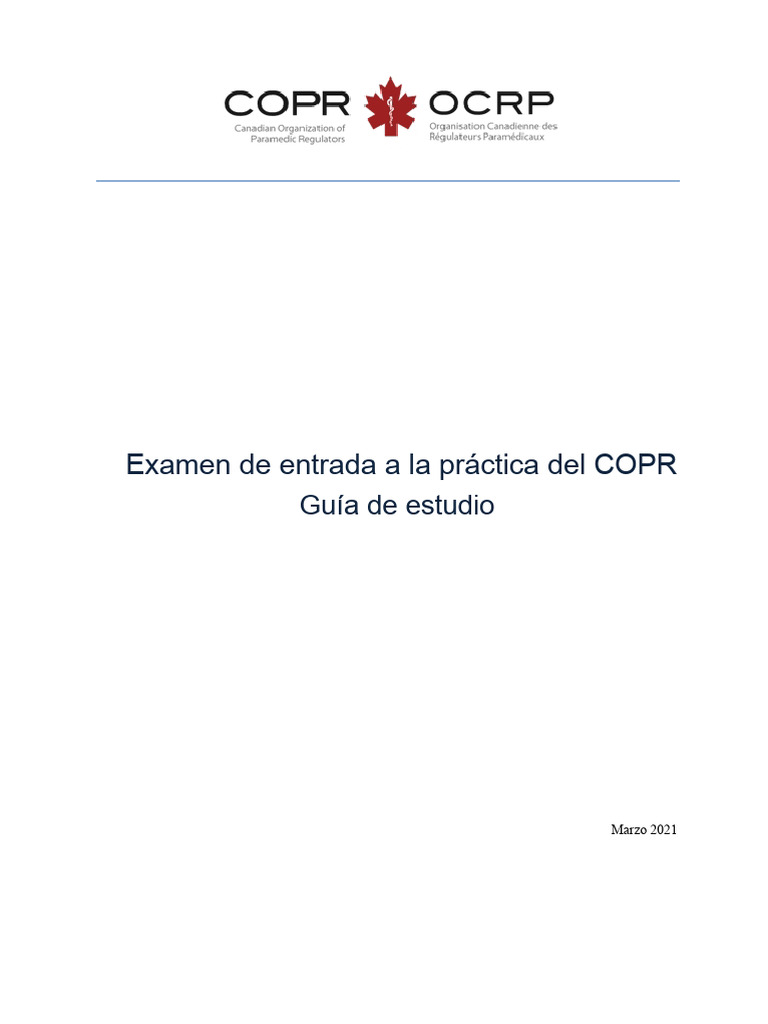 Guía de Estudio Examen COPR 2021 | PDF | Paramédico | Ambulancia