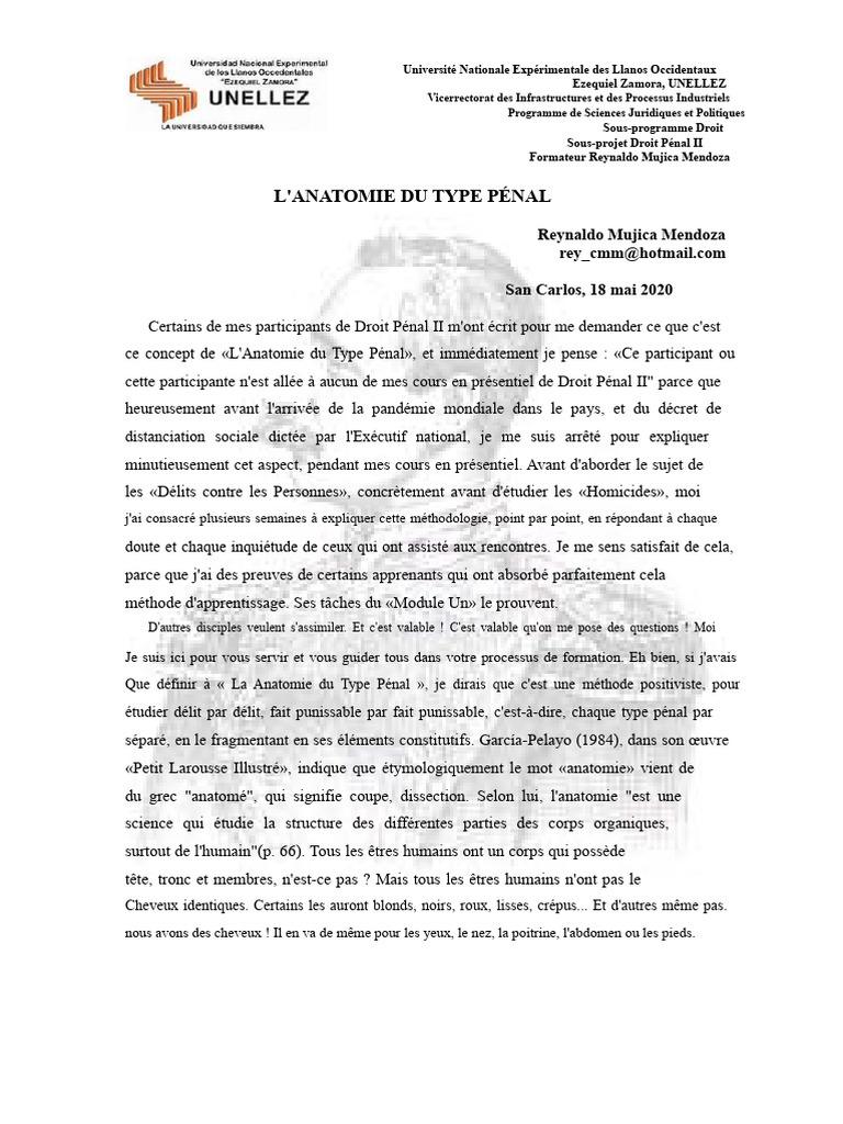 Anatomie du Type Pénal en Droit Pénal | PDF | Crimes | Crime et violence