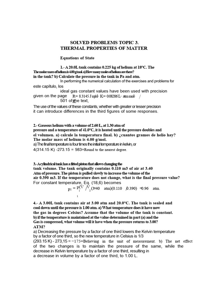 Solved Problems Thermodynamics Pdf Gases Deuterium