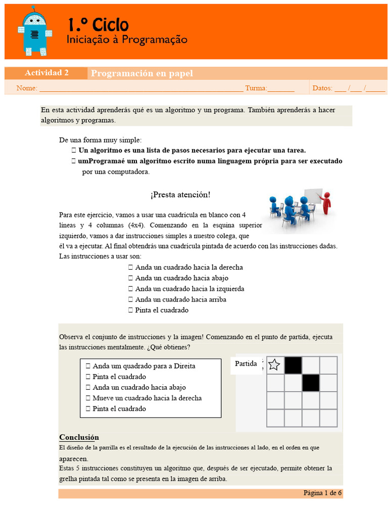 Algoritmos y Programas en Cuadrícula | PDF | Algoritmos | Programación ...