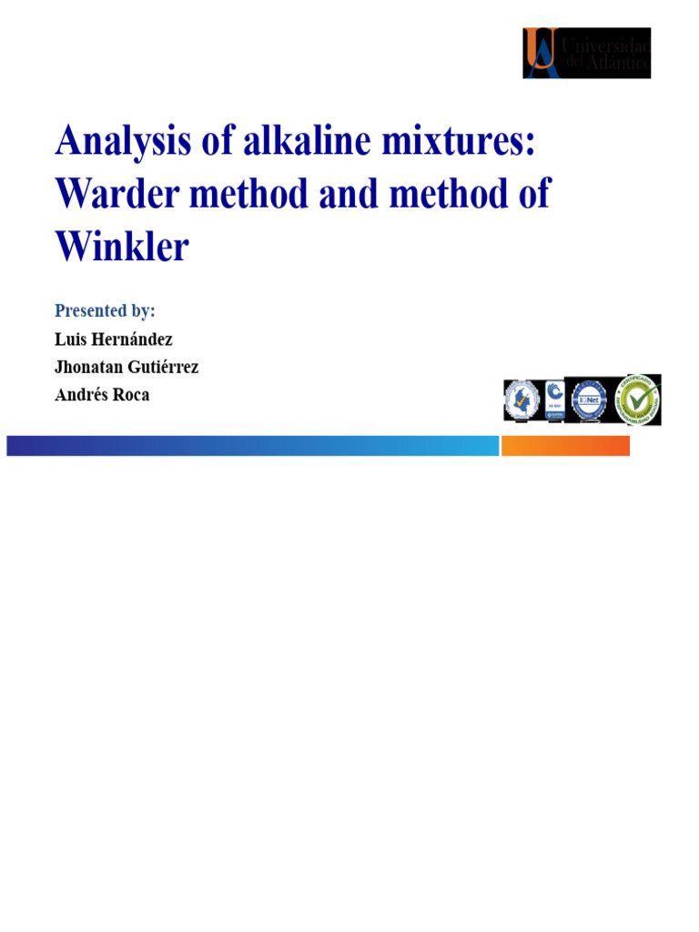 Alkaline Mixtures: Warder & Winkler Methods | PDF | Titration | Chemistry