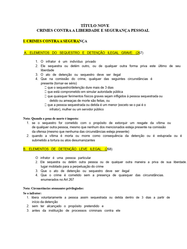 Crimes Contra a Liberdade Pessoal | PDF | Crimes | Crime e Violência